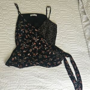 Paper Crane Black and Pink Wrap Camisole